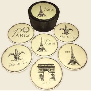 * SOLD * Set of 6 Ceramic Paris France Coasters